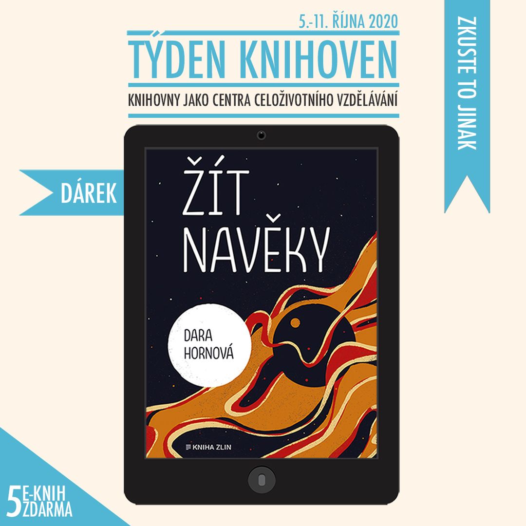 Obálka knihy žít navěky propagující 5 eknih zdarma v rámci Týdne knihoven 2020