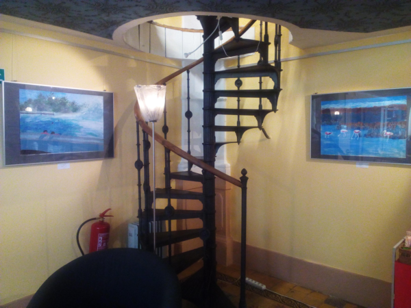 Vystavení exponátů ve vstupní části knihovny