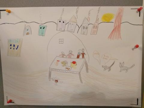 Velikonoční večeře - ilustraci vytvořily Johanka, Mája a Terka Velikonoční večeře - ilustraci vytvořily Johanka, Mája a Terka