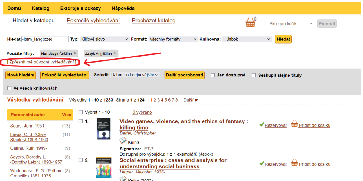 Zpřesnění vyhledávání